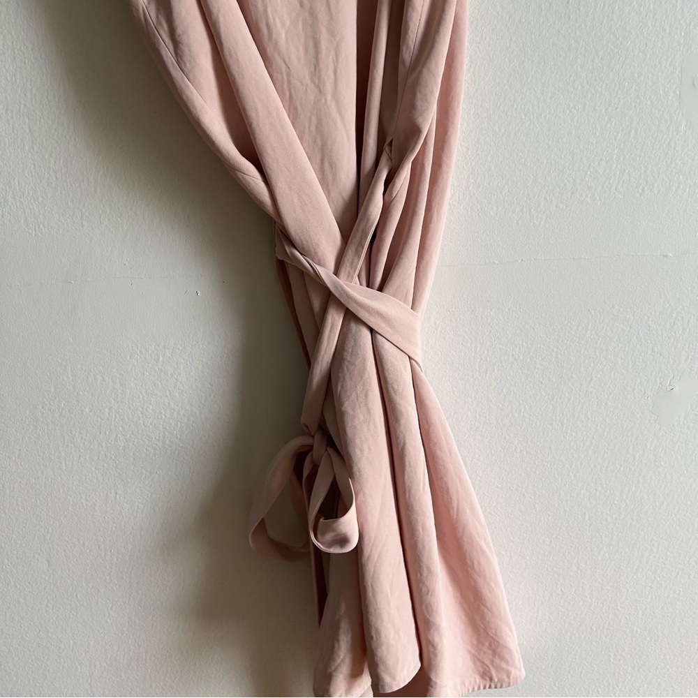 Everlane Sz 2 Japanese Go Weave Dusty Pink Romantic Feminine Wrap Dress - Picture 8 of 10